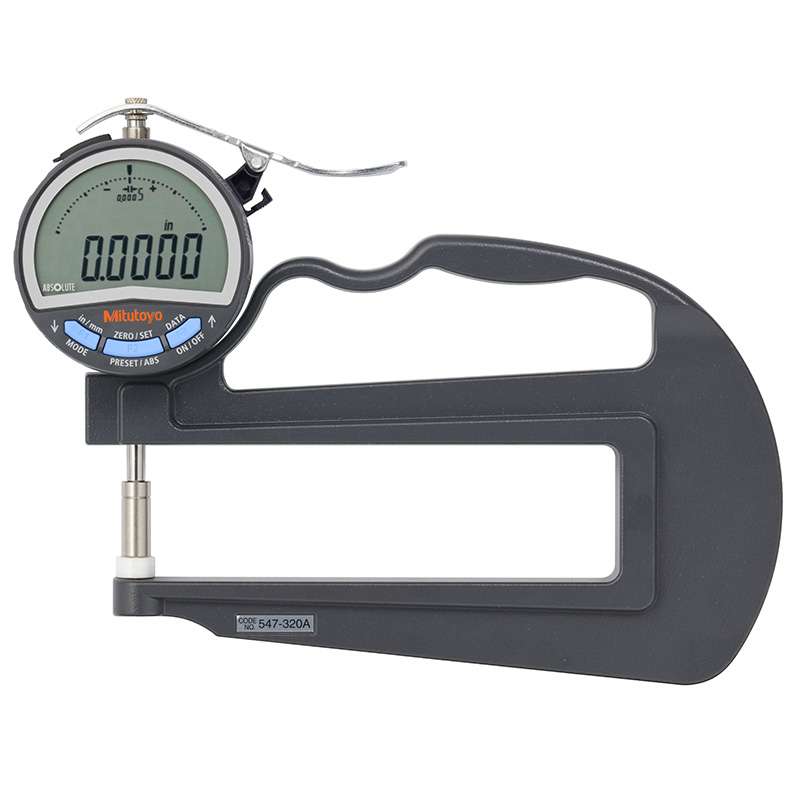 Digital Thickness Gage/Indicator, 0.01mm/0.0005", 10mm/0.4", Long Reach