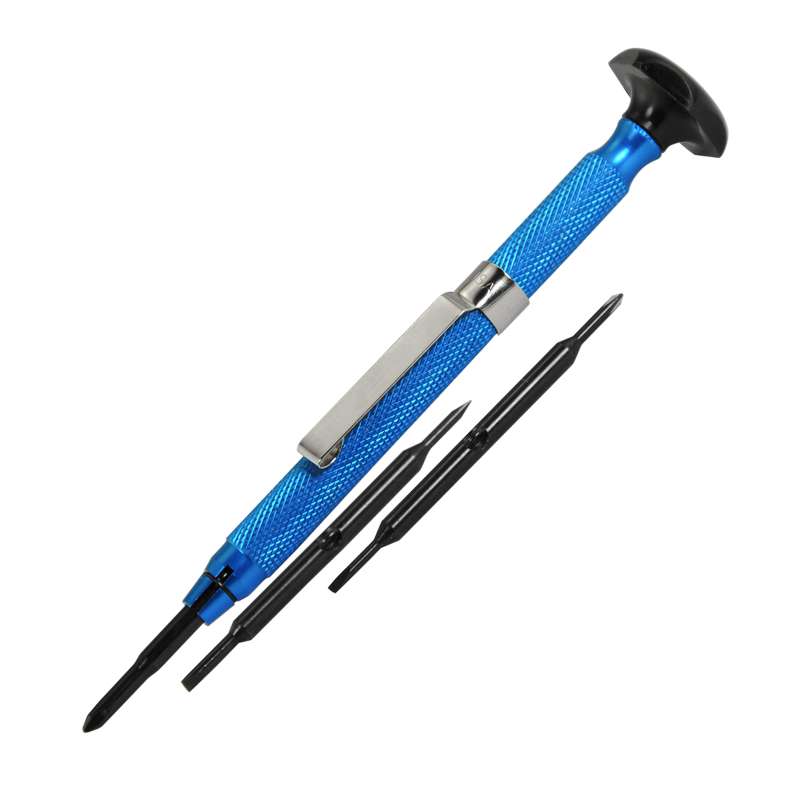 Interchangeable Aluminum Handle Slotted/Phillips Screwdriver Set in Tube, 4 Pieces