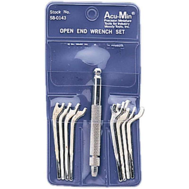 Interchangeable Steel Handle Open End Wrench Set in Pouch, 9 Pieces