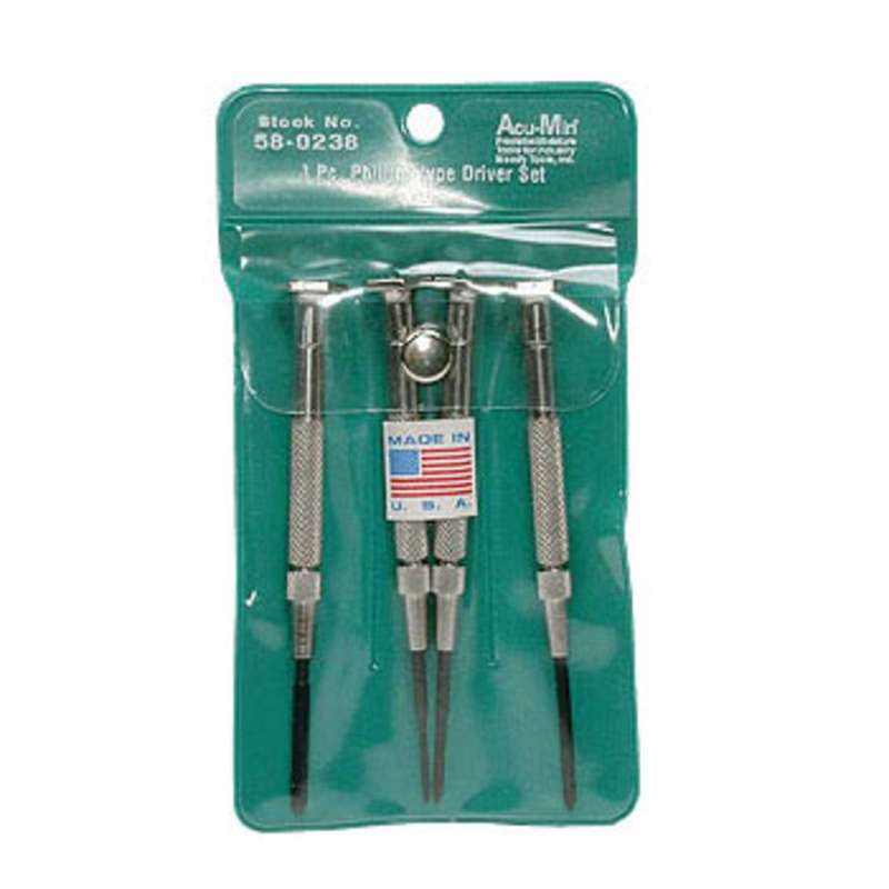 Steel Handle Phillips Screwdriver Set in Pouch, 4 Pieces