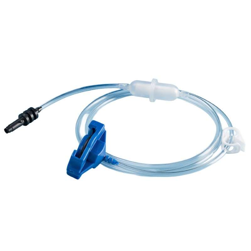 Dispenser Syringe Barrel Adaptor, Blue, 0.9 M, 3 ft Hose with Filter Trap for Optimum Syringes Size 30/55/70cc
