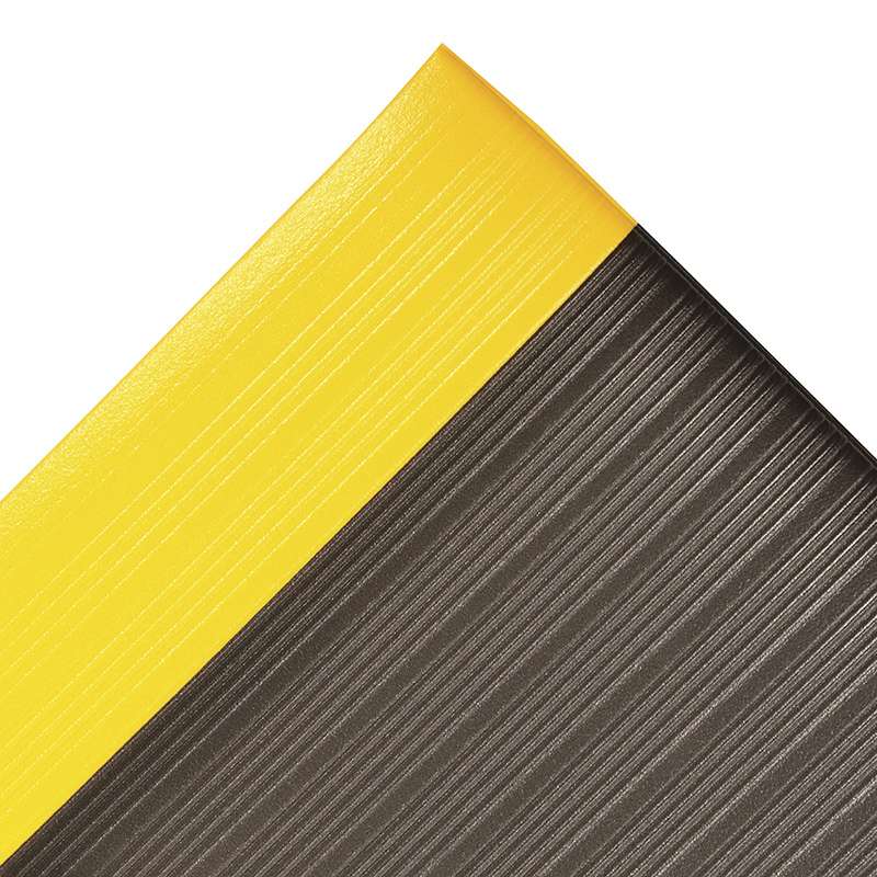 Anti Fatigue Mat, Airug, Foam, 3/8" Thick, Light Duty, Black/Yellow, 3' x 5'