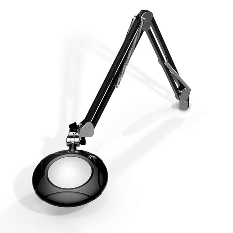 Bench Magnifier, Screw Down, ESD, 4 Diopter, 43" Reach, 2X, Carbon Black