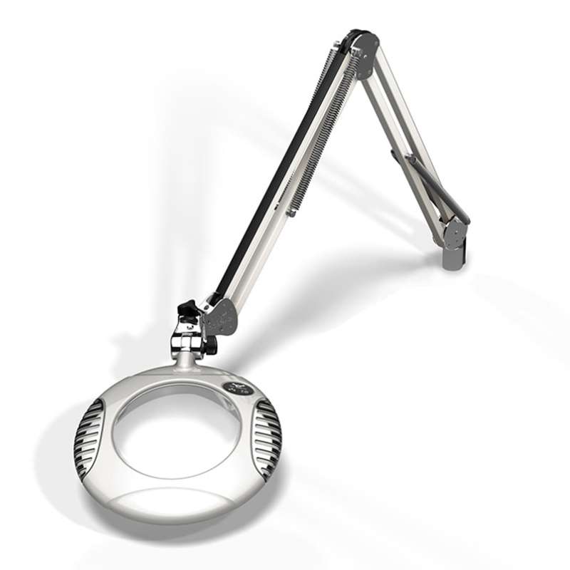 LED Magnifier, Weighted Base, ESD, 4 Diopter, 43" Reach, 2X, Medical White