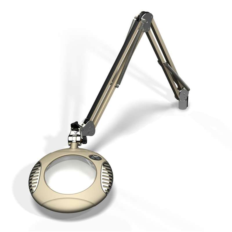LED Magnifier, Weighted Base, ESD, 4 Diopter, 30" Reach, 2X, Shadow White
