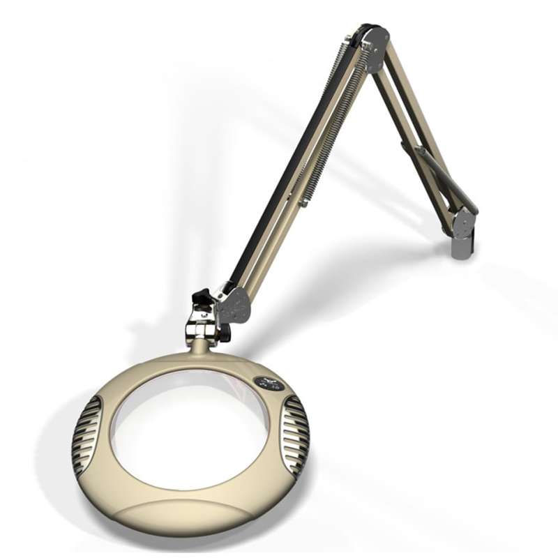 LED Magnifier, Weighted Base, ESD, 4 Diopter, 30" Reach, 2X, Shadow White