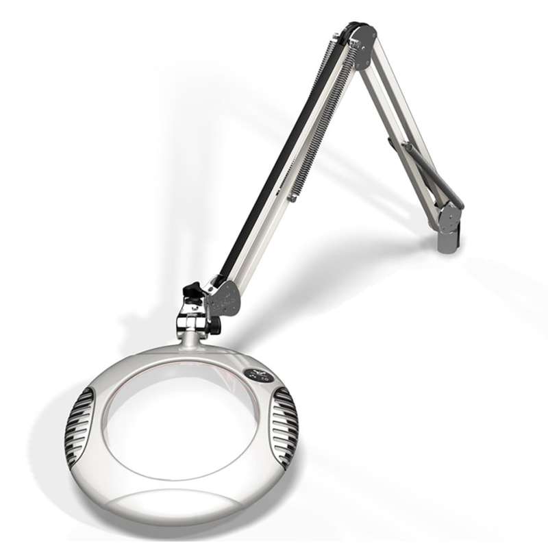 LED Magnifier, Weighted Base, ESD, 4 Diopter, 43" Reach, 2X, Medical White
