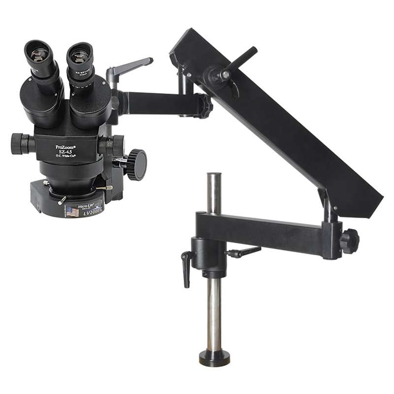 ProZoom 4.5 Extended Working Distance Microscope with Exclusive Detented Zoom Stops; Micro-Lite Fiber Optic Annular Ring Light (ML3000-A)