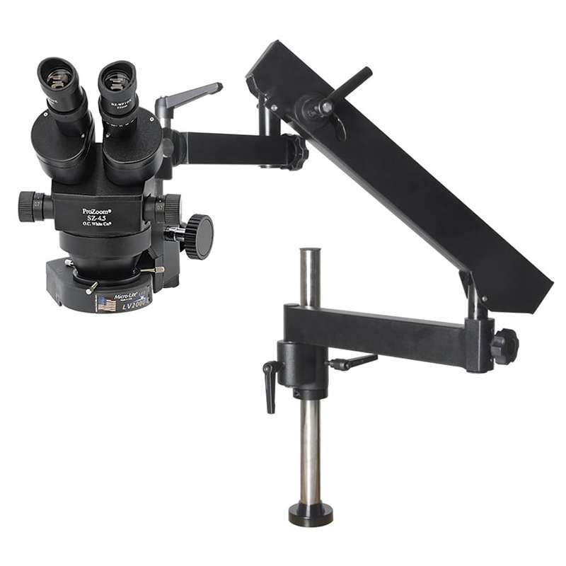 ProZoom 4.5 Extended Working Distance Microscope with Exclusive Detented Zoom Stops; Micro-Lite Fluorescent Ring Light (FL1000)