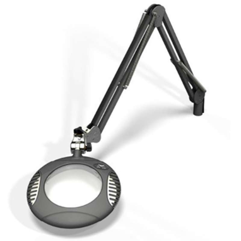 Green-Lite™ ESD-Safe 4-Diopter LED Magnifier with 43" Reach and Screw Down Base, Charcoal Mist