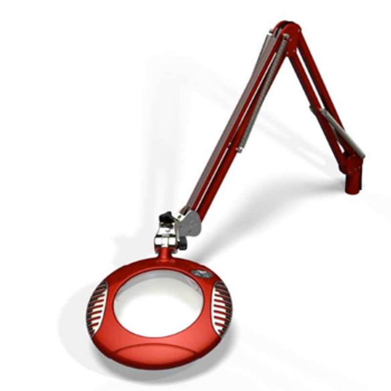 Green-Lite™ ESD-Safe 5-Diopter LED Magnifier with 43" Reach and Clamp Base, Blaze Red
