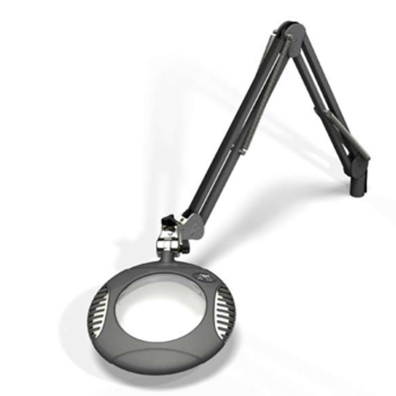 Green-Lite™ ESD-Safe 4-Diopter LED Magnifier with 43" Reach and Clamp Base, Charcoal Mist