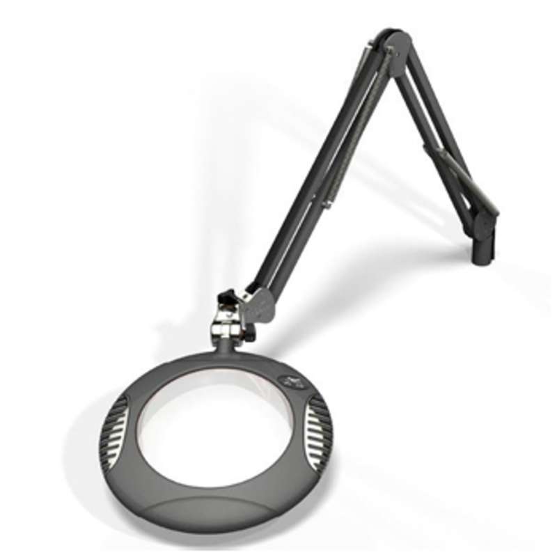 Green-Lite™ ESD-Safe 4-Diopter LED Magnifier with 43" Reach and Screw Down Base, Charcoal Mist