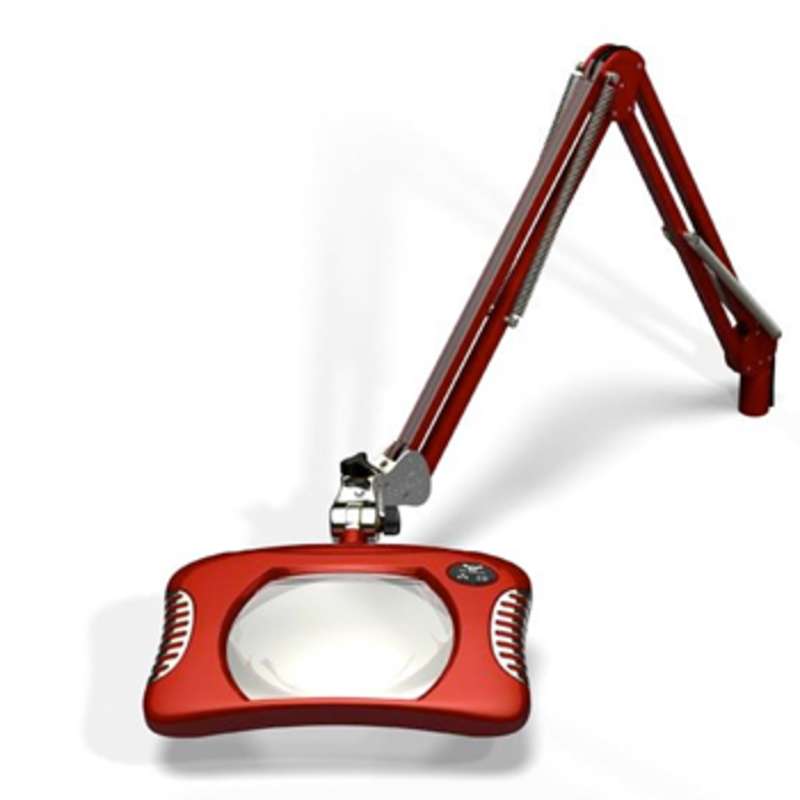Green-Lite™ ESD-Safe 4-Diopter LED Magnifier with 43" Reach and Clamp Base, Blaze Red