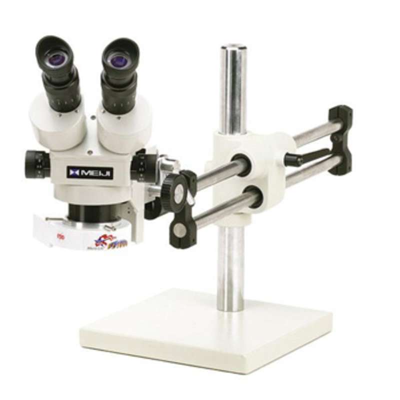 ESD-Safe Stereo-Zoom Microscope with Boom Stand and Fluorescent Ring Illuminator