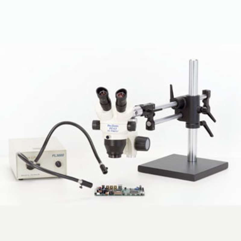 Pro-Zoom™ 6.5 Binocular ESD-Safe Microscope with Dual Arm Base and Dual Point Light Source