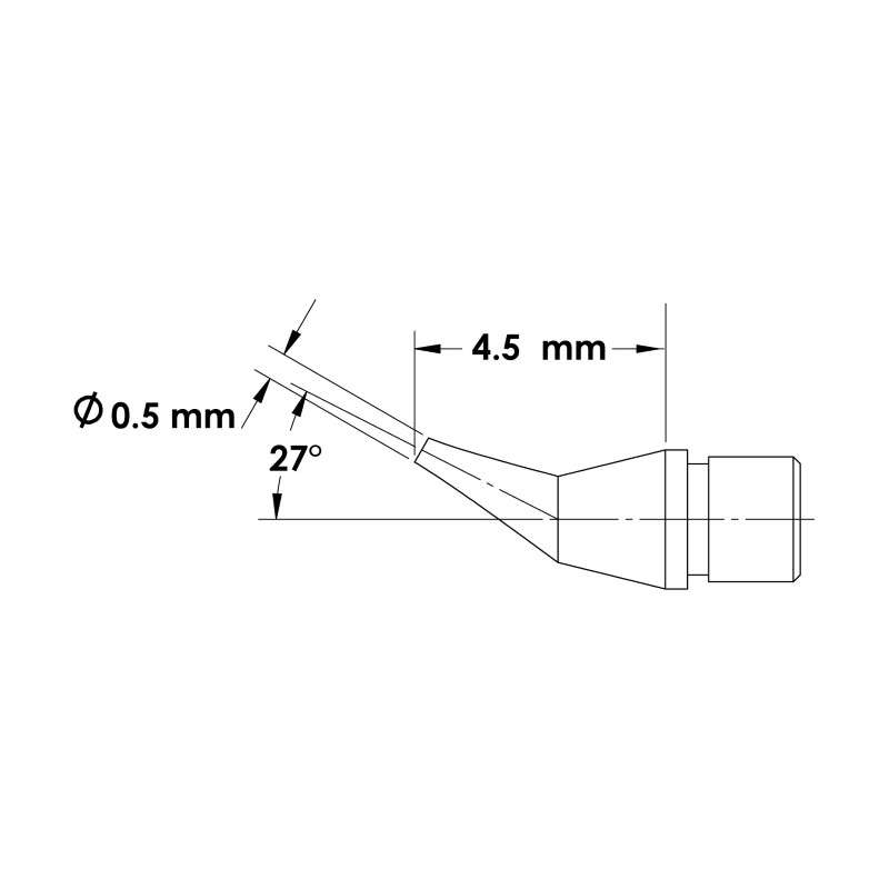 Solder Tip Cartridge, Conical Bent, 0.5mm x 4.5mm, Mftc For Microfine H9-Mfh Handpieces, Microfine 6
