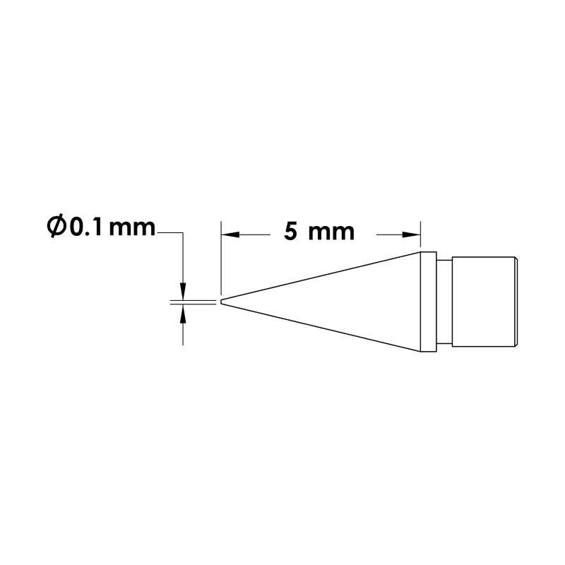 Solder Tip Cartridge, Conical, 0.1mm x 5mm, Mftc For Microfine H9-Mfh Handpieces, Microfine 700 Seri