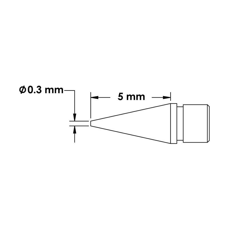 Solder Tip Cartridge, Conical, 0.3mm x 5mm, Mftc For Microfine H9-Mfh Handpieces, Microfine 700 Series