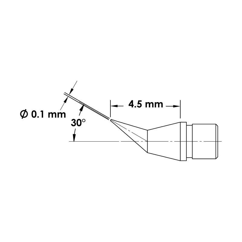 Solder Tip Cartridge, Conical Bent, 0.1mm x 4.5mm, Mftc For Microfine H9-Mfh Handpieces, Microfine 7