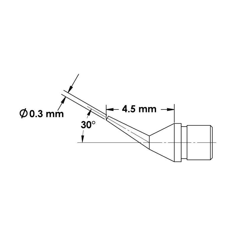 Solder Tip Cartridge, Conical Bent, 0.3mm x 4.5mm, Mftc For Microfine H9-Mfh Handpieces, Microfine 7