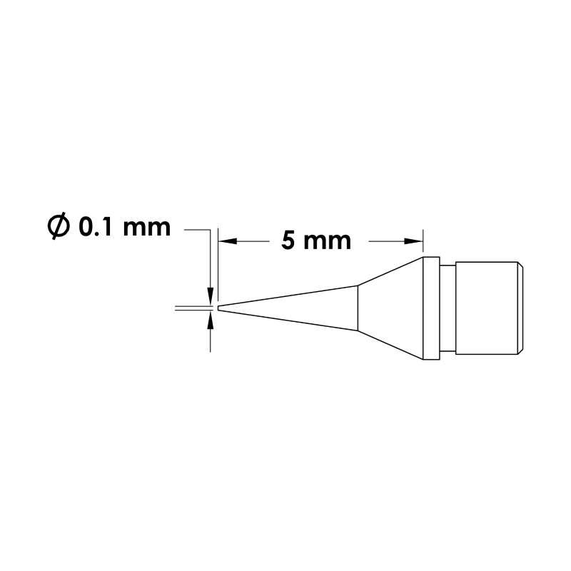 Solder Tip Cartridge, Conical Reach, 0.1mm x 5mm, Mftc For Microfine H9-Mfh Handpieces, Microfine 70