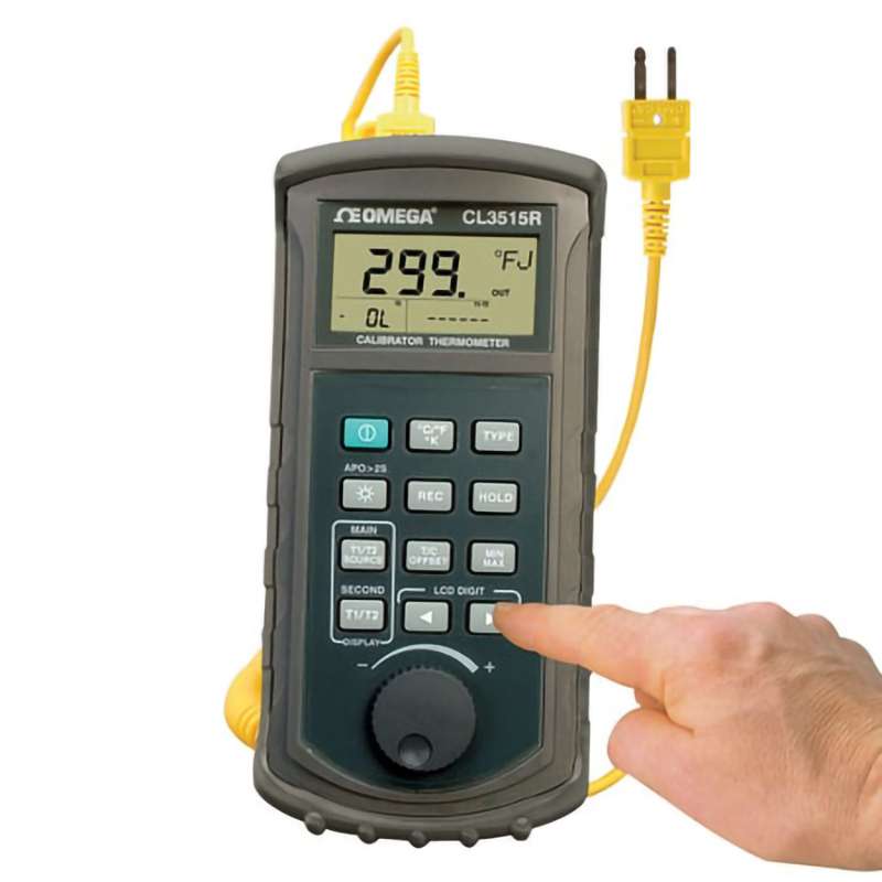 Temperature Calibrator & Thermometer, +/- 0.05 % rdg + 0.5 C (0.9 F) Accuracy, Supports K, J, E, T, R, S, N, L, U, B, C Types, USB & RS232, 17.5 hours, CL3515R Series
