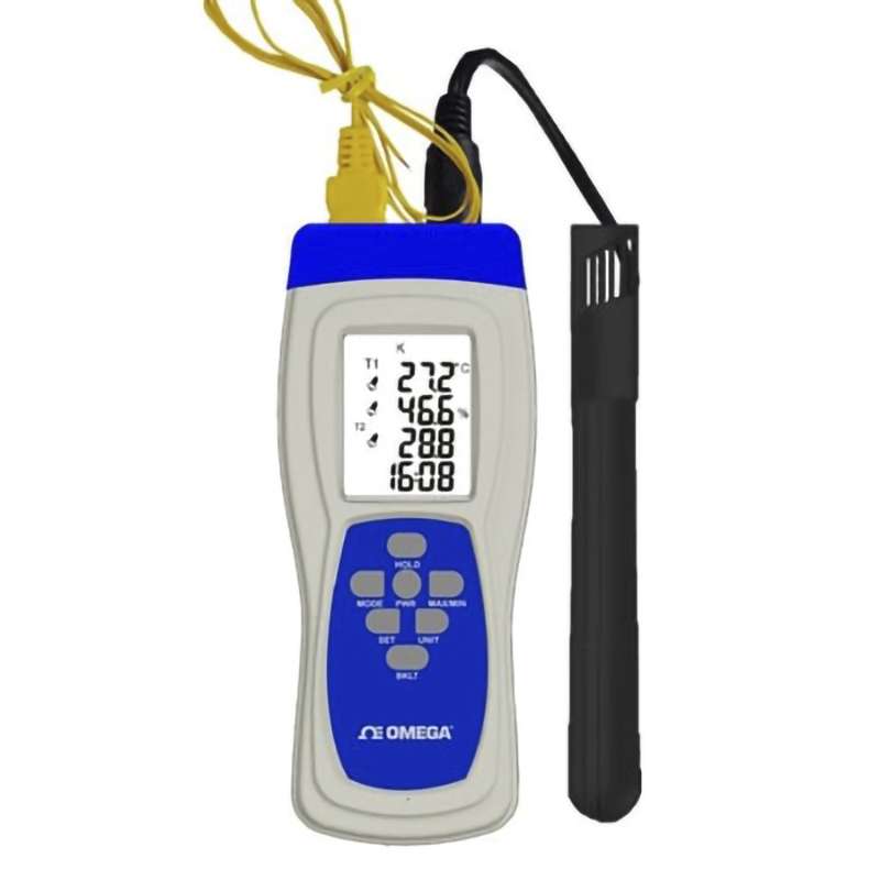 Handheld Temperature/Humidity Meter with USB 32K pt. Data Logger, 9 V Battery/AC/DC Adapter, +/- 0.3 %, -20 C to 60 C, HH414 Series