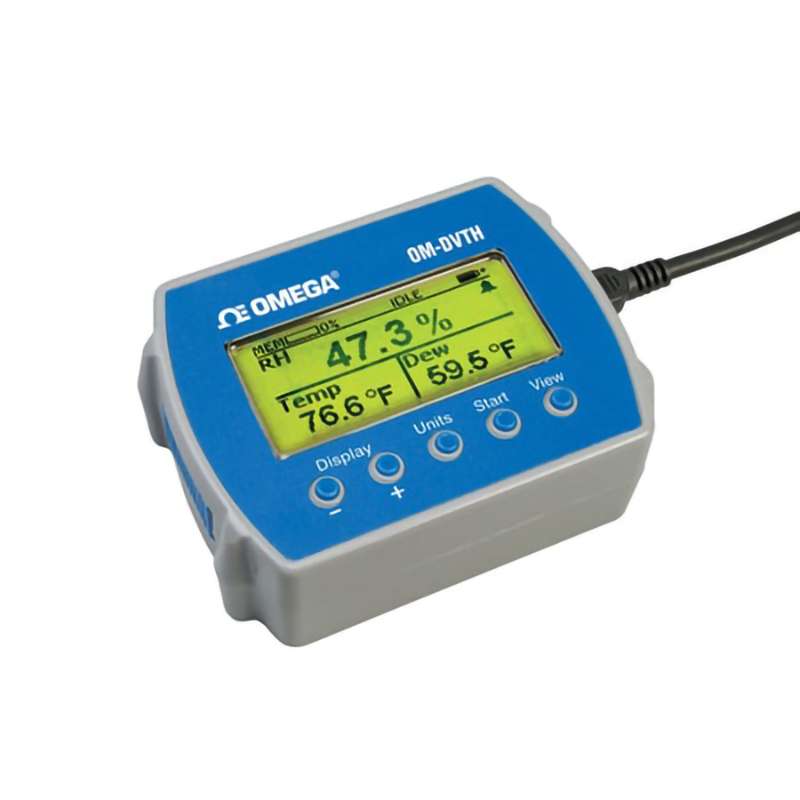 Temperature & Relative Humidity Data Logger, Temperature/Humidity, 2 Measurements, Internal, 22K Max Samples, LCD Display, Battery, USB, 1 s, OM-DVTH Series
