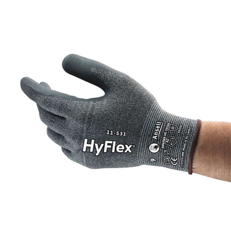 Gloves, Cut Resistant, Nitrile Dipped Palm, 18 ga, XL, Black, 12 pair per Dozen