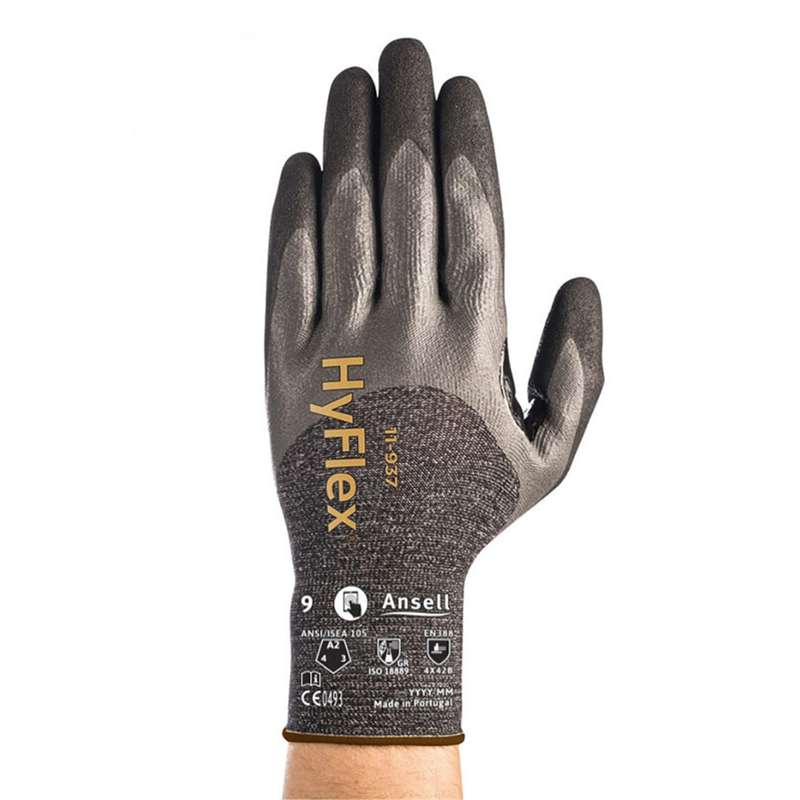 Oil-Repellant Gloves, Foam Nitrile/Dyneema Diamond Technology, MD, Grey/Black/Anthracite, 12 pair per bag