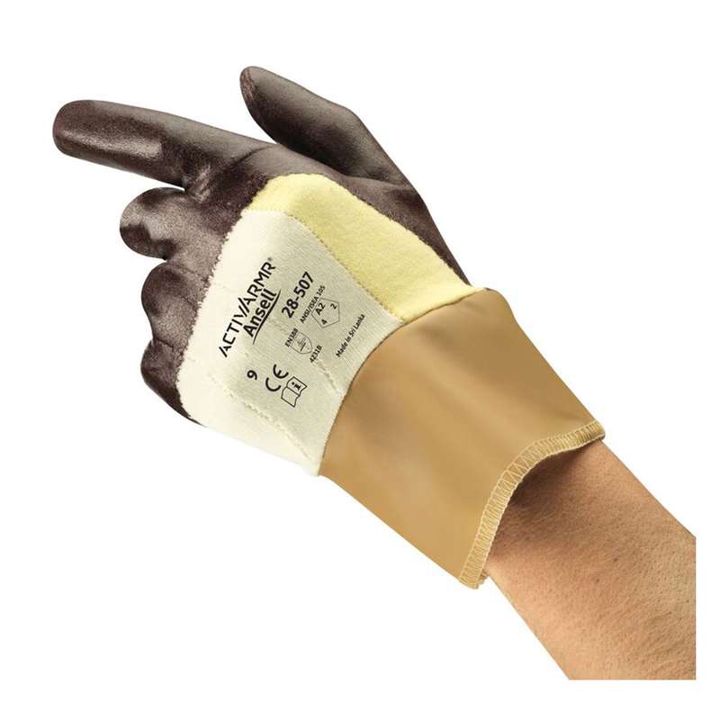 Coated Gloves, Nitrile Coated, XL, Brown, 12 pair per dozen