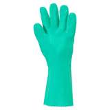 Gloves, 14 in Reinforced Nitrile, Gauntlet Cuff, Interlock Knit Cotton Liner, LG, Green, 12 pair per dozen redirect to product page
