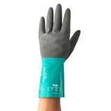 Chemical Resistant Glove, Nitrile, Cotton Flock Lined, XL, Sea Green/Gray, 12 pair per bag redirect to product page