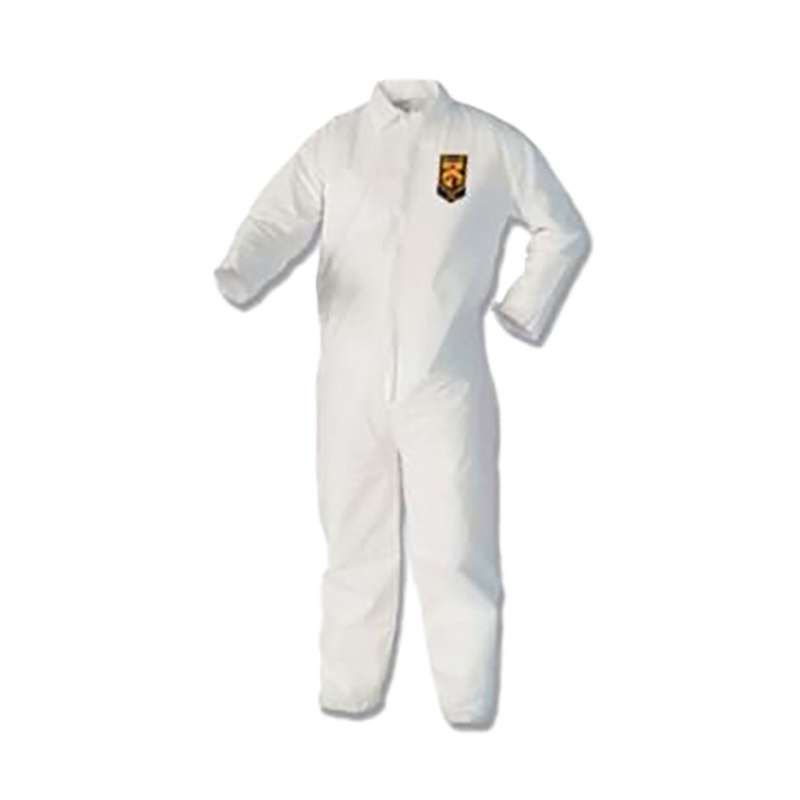 Coverall, Disposable, Particulate and Splash Protection, Zipper Front, LG, White, White, 25 per case