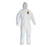 Coverall, Disposable, Particulate and Splash Protection, Zipper Front/Hooded, LG, White, White, 25 per case redirect to product page
