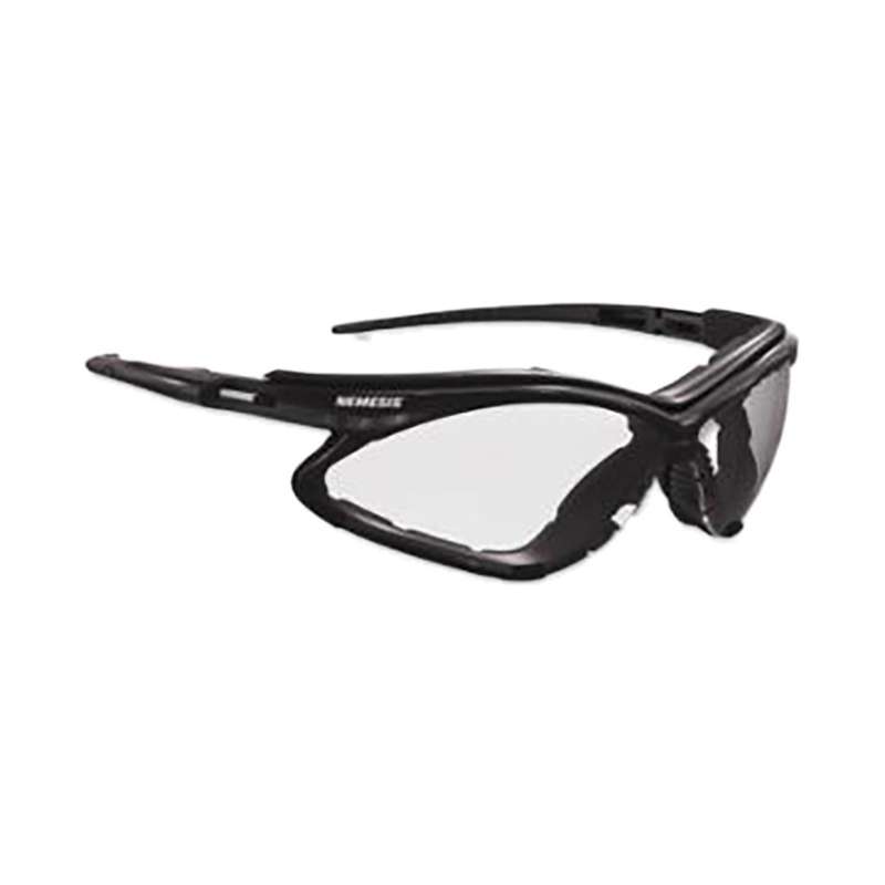 Safety Glasses, Nemesis, Clear Lens Tint, Polycarbonate, Anti-Fog, One Size, Black Frame, w/Foam Gasket, 12 per dozen