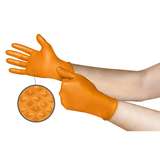 Gloves, Mega Texture, Disposable, Nitrile, 2X, Orange, 100 gloves per dispenser redirect to product page