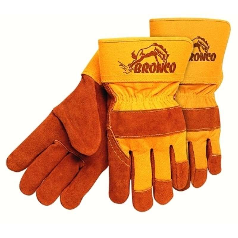 Work Gloves, Industrial, A Grade Leather, Orange, Large, Sidekick Series