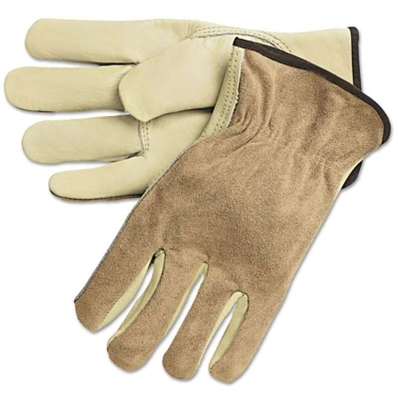Drivers Work Gloves, C Grade Leather, Slip-On, Beige/Brown, 2X-Large