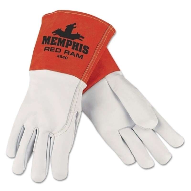 Welding Work Gloves, Red Ram, Grain Goat Skin, X-Large, White/Russet