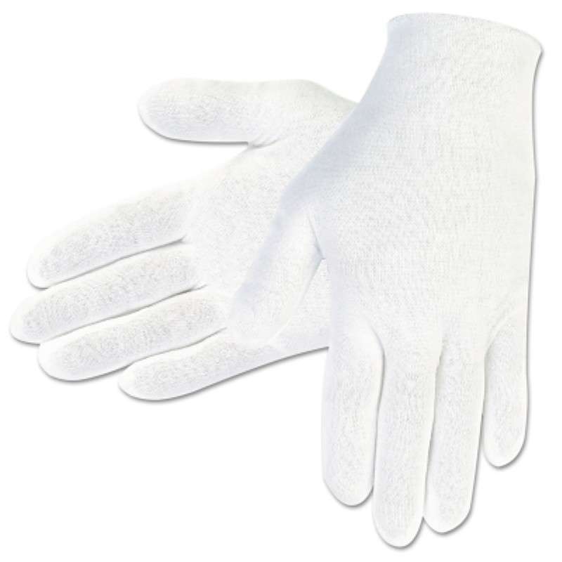 Inspection Gloves, Straight Thumb, Cotton Lisle, Dozen, White, Small