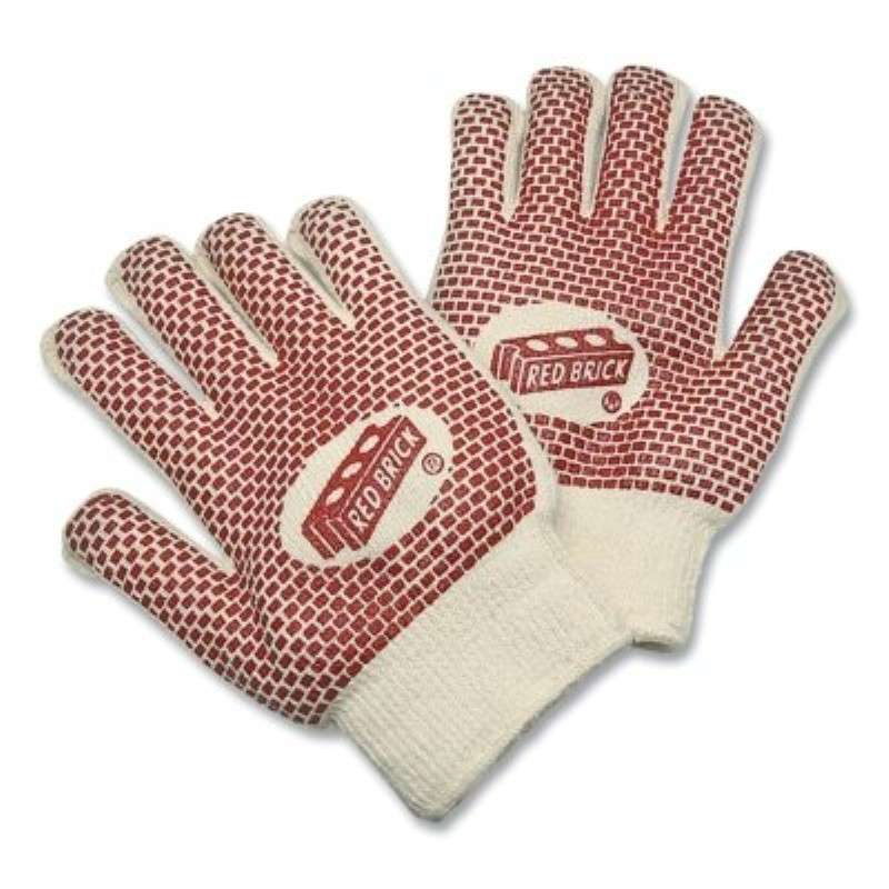 Work Gloves, Loop-In Terrycloth, Heat Resistant, Knit Wrist, Natural, Large