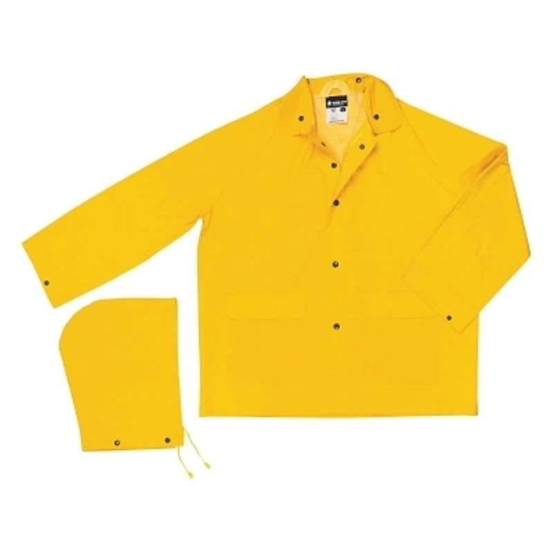 Rain Jacket, with Detachable Hood, PVC/Polyester, Yellow, X-Large, Classic Series