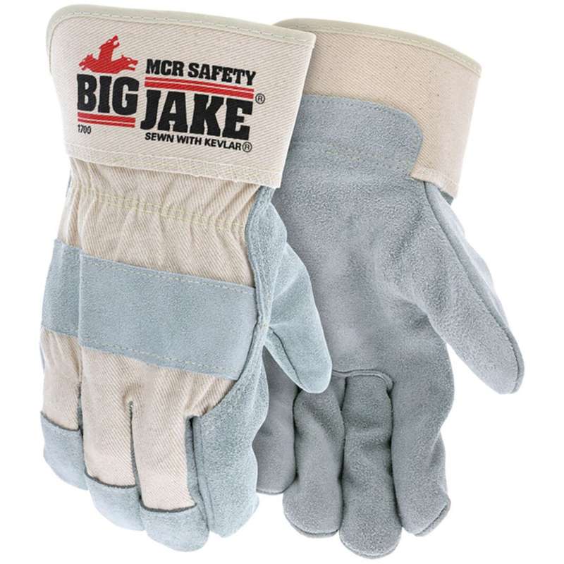 Work Gloves, A Plus Grade Leather, Single Palm, 2.75" Cuff, X-Large, Big Jake Series