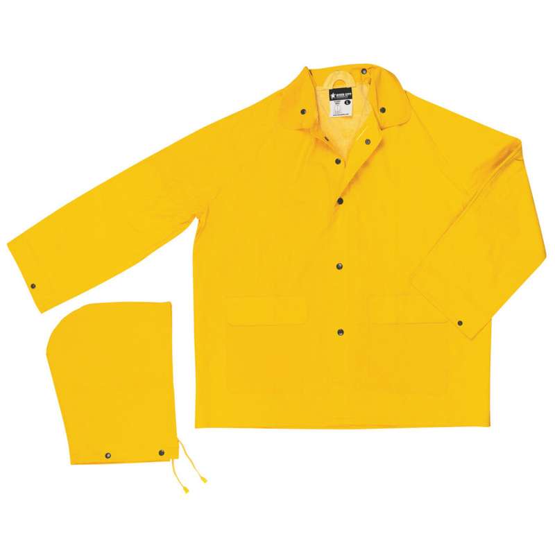 Rain Jacket, with Detachable Hood, PVC/Polyester, Yellow, Large, Classic Series