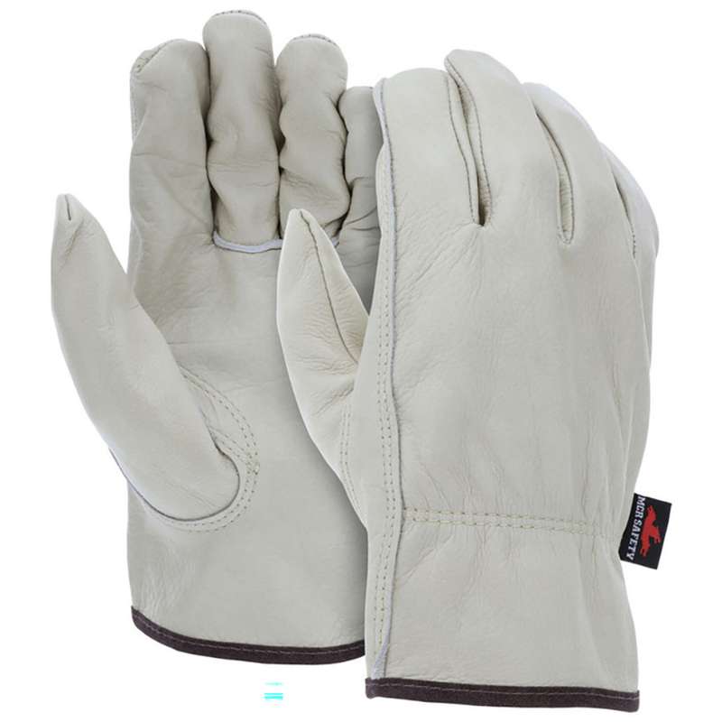Drivers Work Gloves, Unlined, B Grade Leather, Slip-On, Beige, 2X-Large
