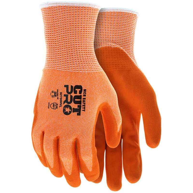Work Gloves, Cut Resistant, 13 Gauge, Nitrile, HV Orange, Medium, CutPro Series
