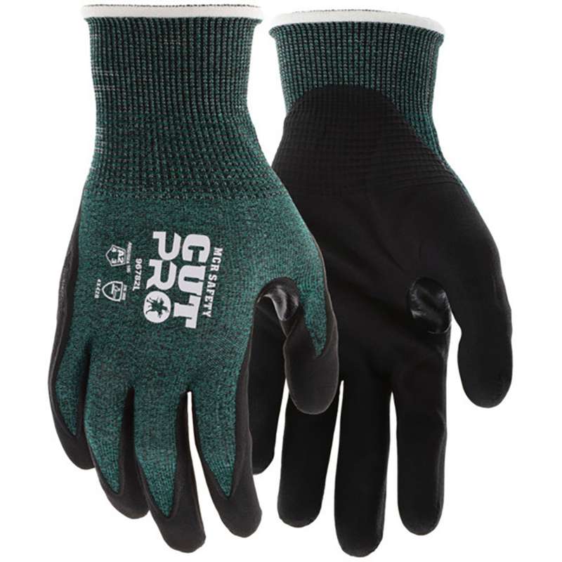 Work Gloves, Nitrile-Foam Coated, Green/Black, Medium, CutPro Series