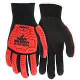 Mechanics Gloves, UltraTech, Impact Level 1, Red TPR, Black Coating/Shell, Large redirect to product page